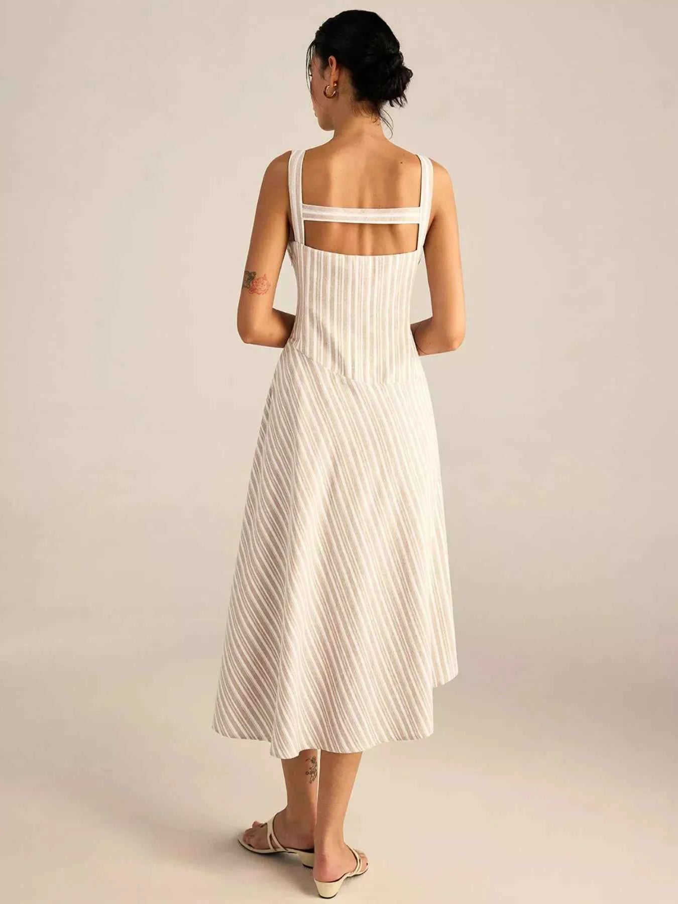 Striped Cotton Midi Dress Plus Size
