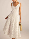 Striped Cotton Midi Dress Plus Size