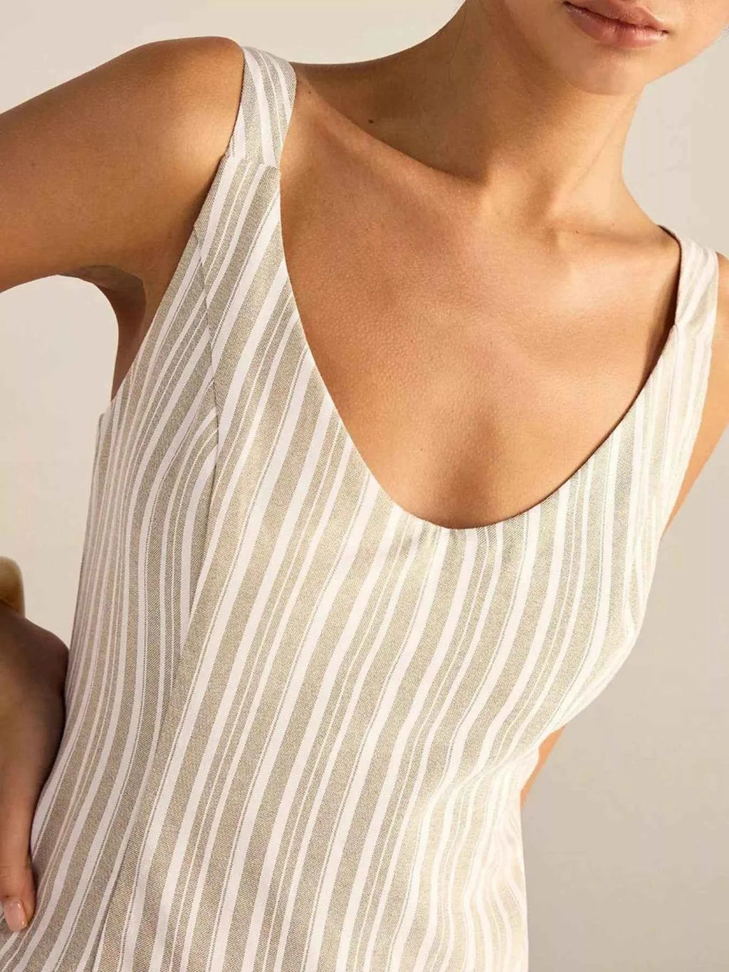 Striped Cotton Midi Dress Plus Size