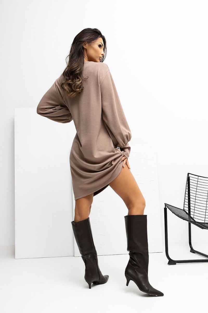 Rou Paris Puff Sleeve Midi Sweater Dress