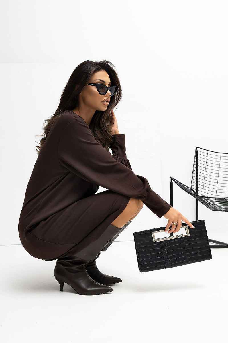Rou Paris Puff Sleeve Midi Sweater Dress