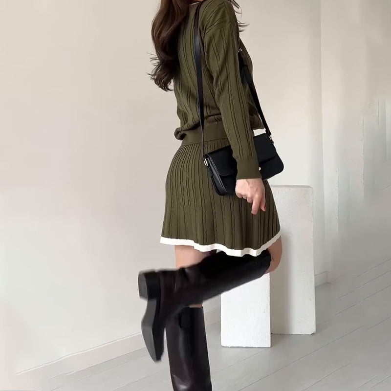 Women's Knitted Sweater ＆ Short Skirt 2-Piece Set